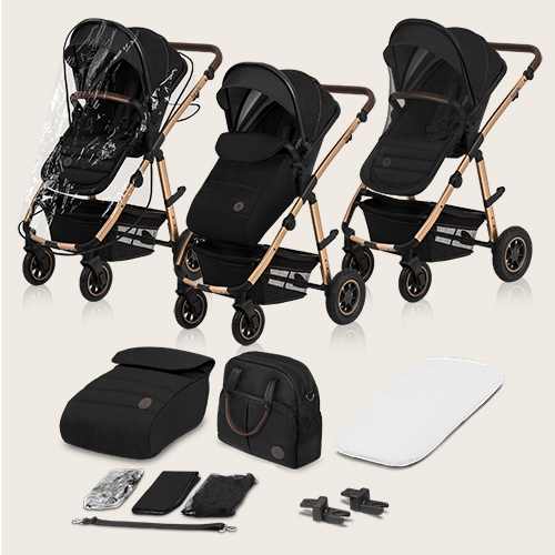 lionelo Amber 3 w 1 Black Silver — Wózek wielofunkcyjny